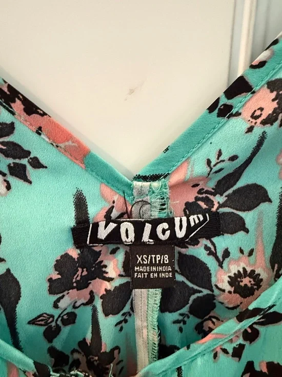 Volcom Mint Floral Button-Front Dress - Picture 2 of 3